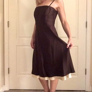 Ann Taylor Strapless Chocolate Brown Silk Dress